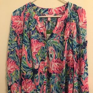 Elsa button up top XL multi flamenco beach